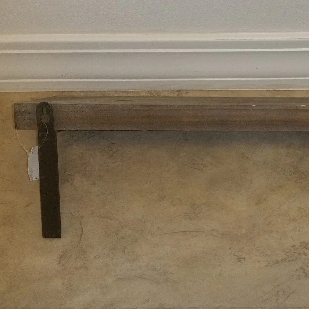 NWT Industrial Farmhouse Simple Rustic Wood & Metal Wall Shelf